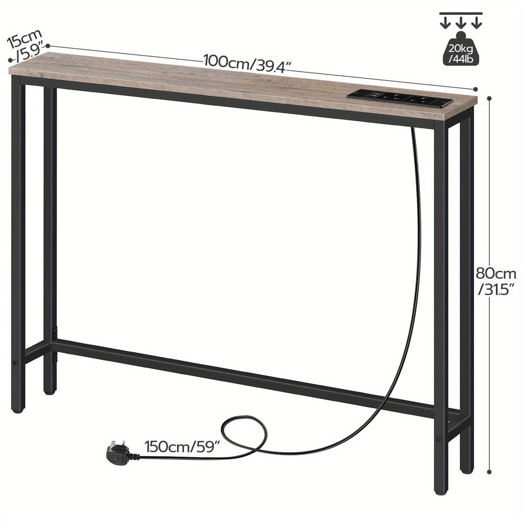 Console Table with Power Outlets USB Ports Slim Hallway - product gallery image 3