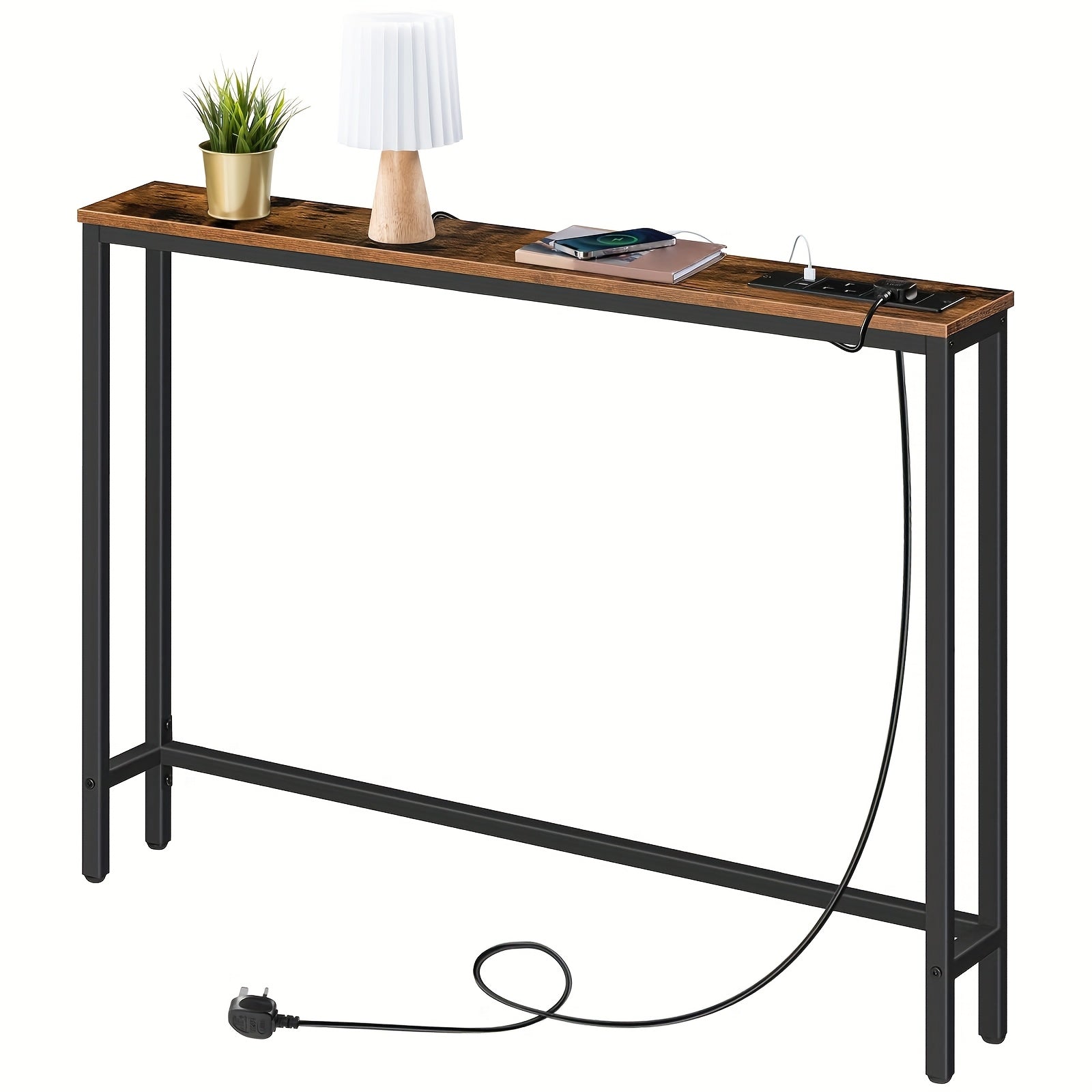 Console Table with Power Outlets USB Ports Slim Hallway - product gallery image 4