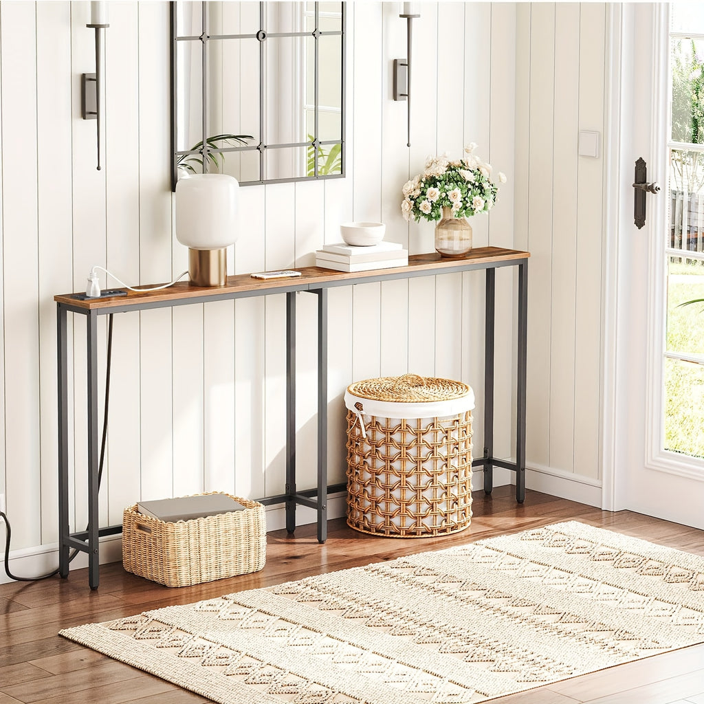 Console Table with Space-Saving, 160cm, Narrow Charging Station Slim Hallway Behind - product gallery image 2