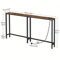 Console Table with Space-Saving, 160cm, Narrow Charging Station Slim Hallway Behind