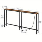 Console Table with Space-Saving, 160cm, Narrow Charging Station Slim Hallway Behind