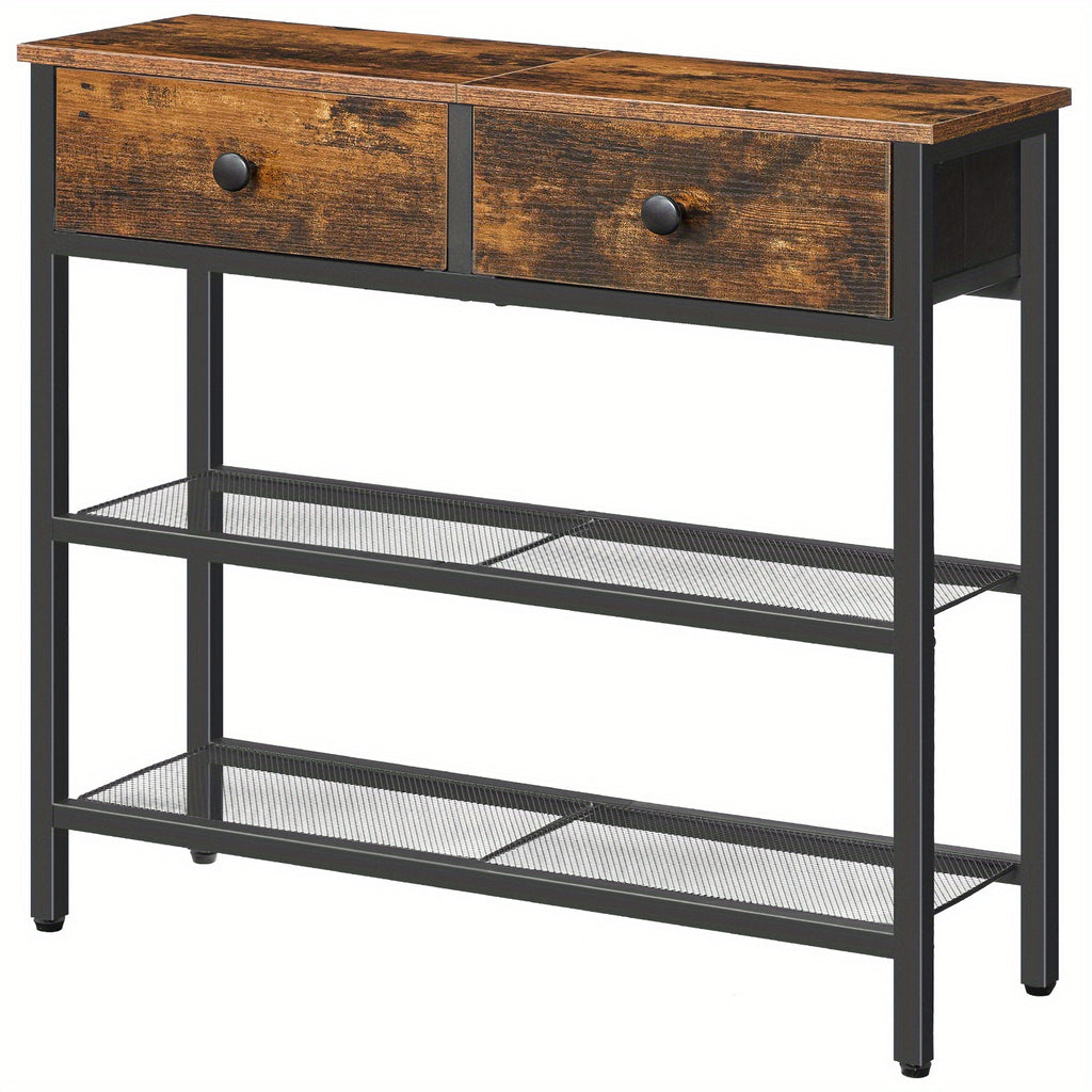 Console Table with Space-Saving, Easy Assembly for living rooms - Rustic Brown option