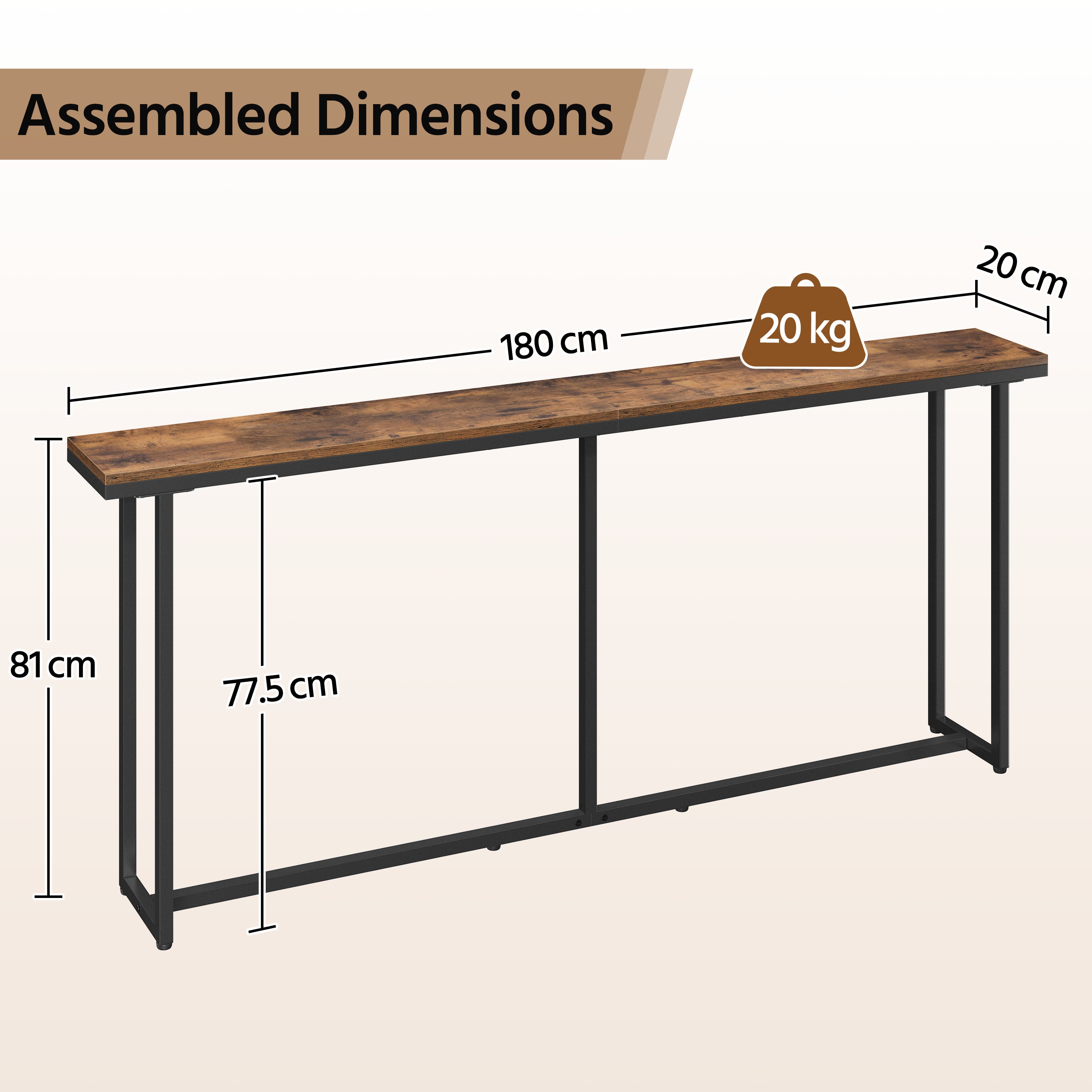 Console Table with Space-Saving, Easy Assembly, Metal - product gallery image 7