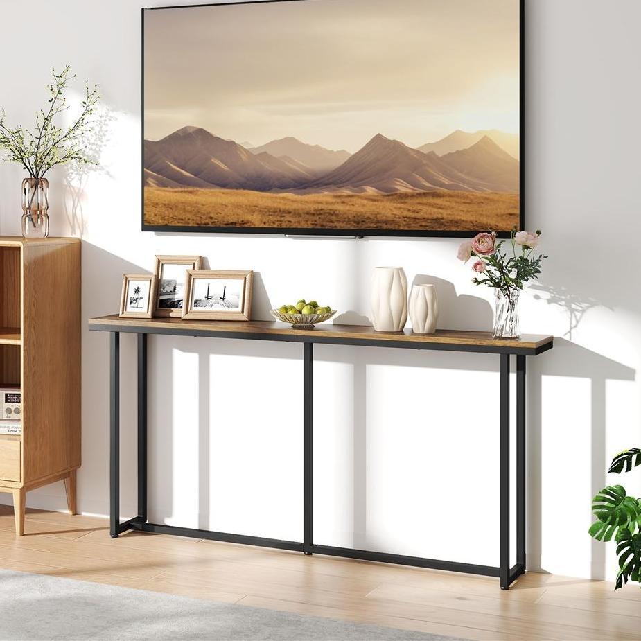 Console Table with Space-Saving, Easy Assembly, Metal