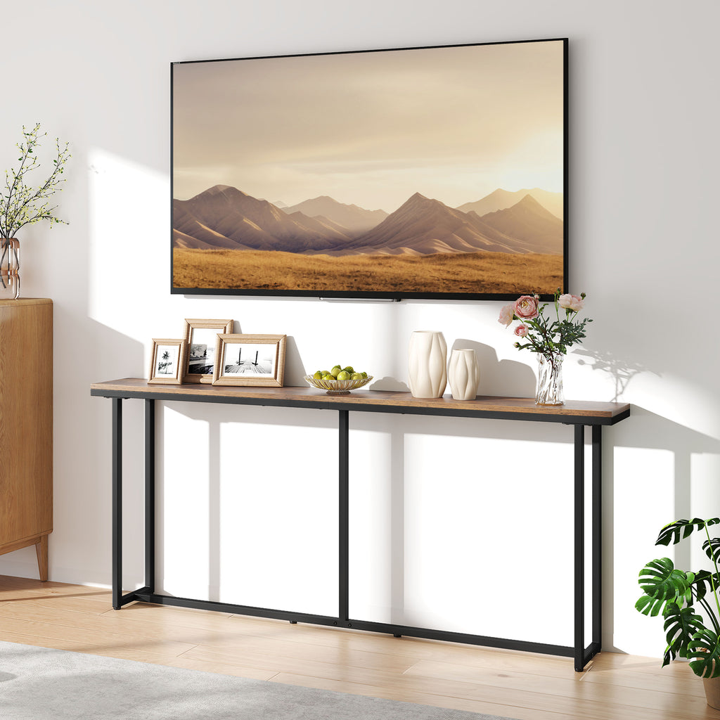 Console Table with Space-Saving, Easy Assembly, Metal - Rustic Brown option