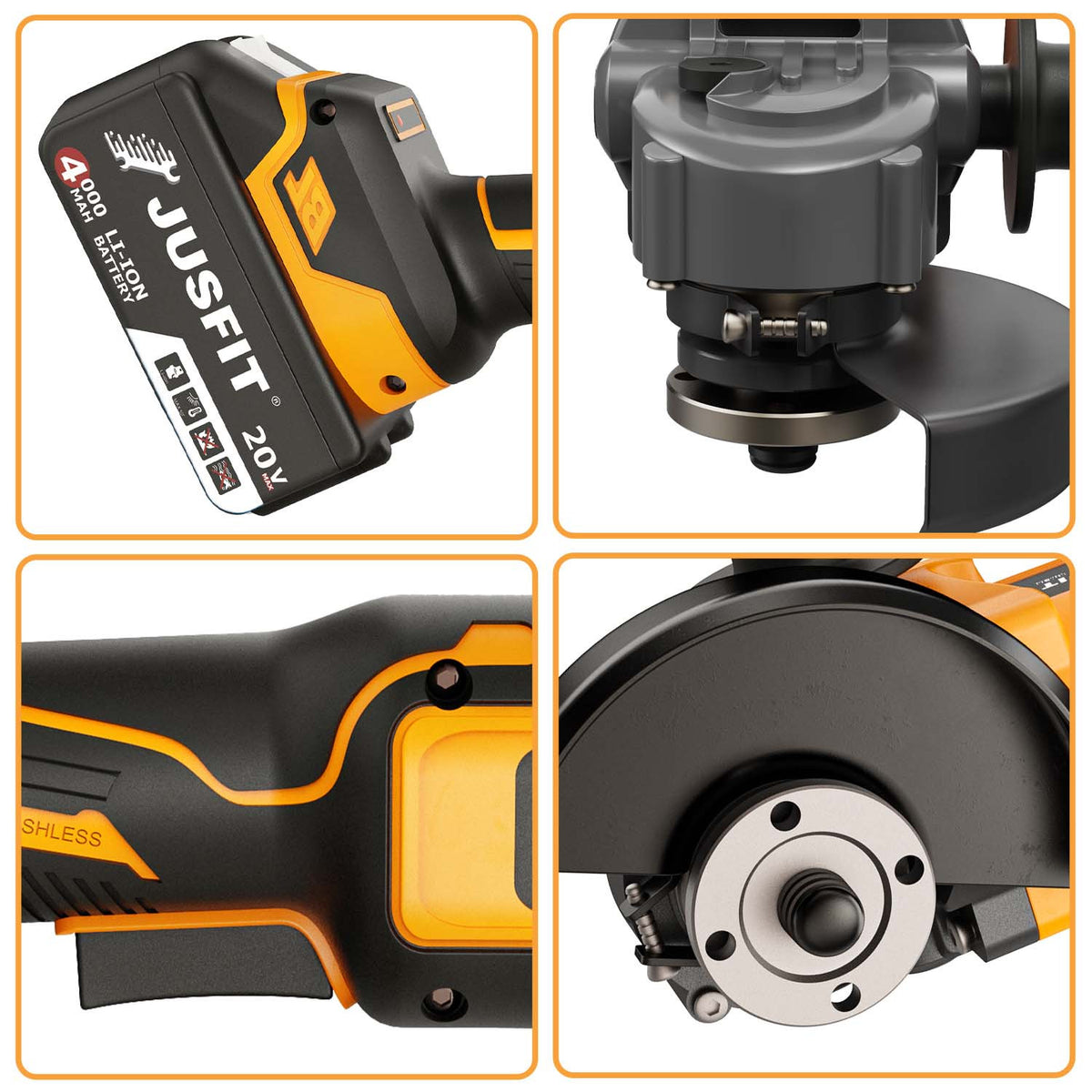 Cordless Angle Grinder for Makita battery with Wheels, 125mm - product gallery image 14