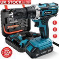 Cordless Drill with Non-Slip, Metal, Combi 3-in-1 Batteries 29-Piece Kit Hammer - Blue option