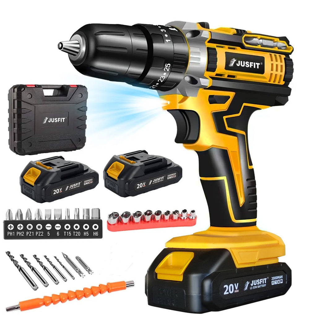 Cordless Drill with Non-Slip, Metal, Combi 3-in-1 Batteries 29-Piece Kit Hammer - product gallery image 10