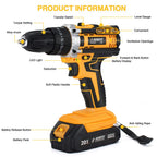 Cordless Drill with Non-Slip, Metal, Combi 3-in-1 Batteries 29-Piece Kit Hammer - product gallery image 13