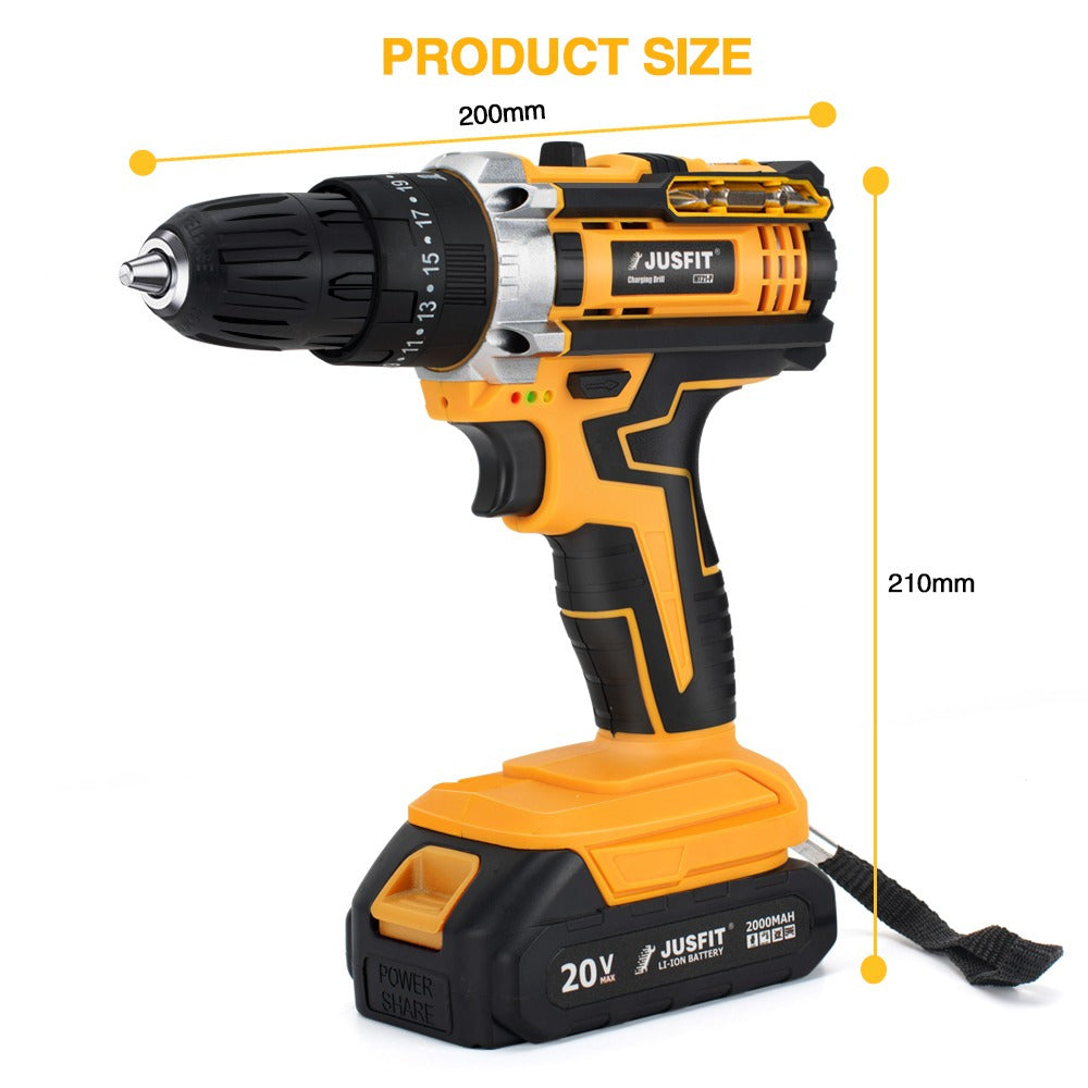 Cordless Drill with Non-Slip, Metal, Combi 3-in-1 Batteries 29-Piece Kit Hammer - product gallery image 4