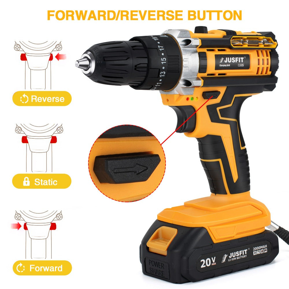 Cordless Drill with Non-Slip, Metal, Combi 3-in-1 Batteries 29-Piece Kit Hammer - product gallery image 5