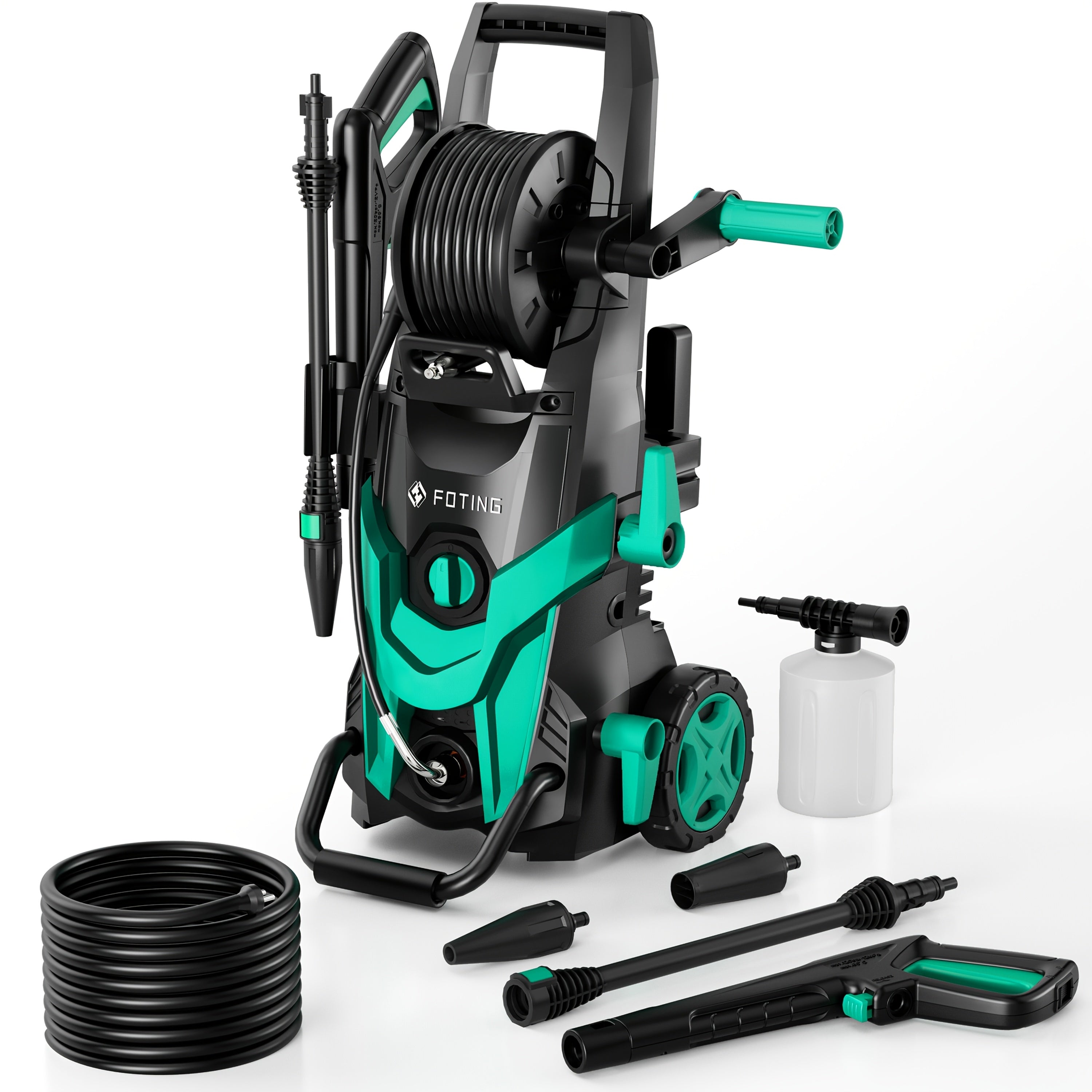 Cordless Pressure Washer with Hose Reel Foam Cannon Adjustable Nozzle - BLUE option