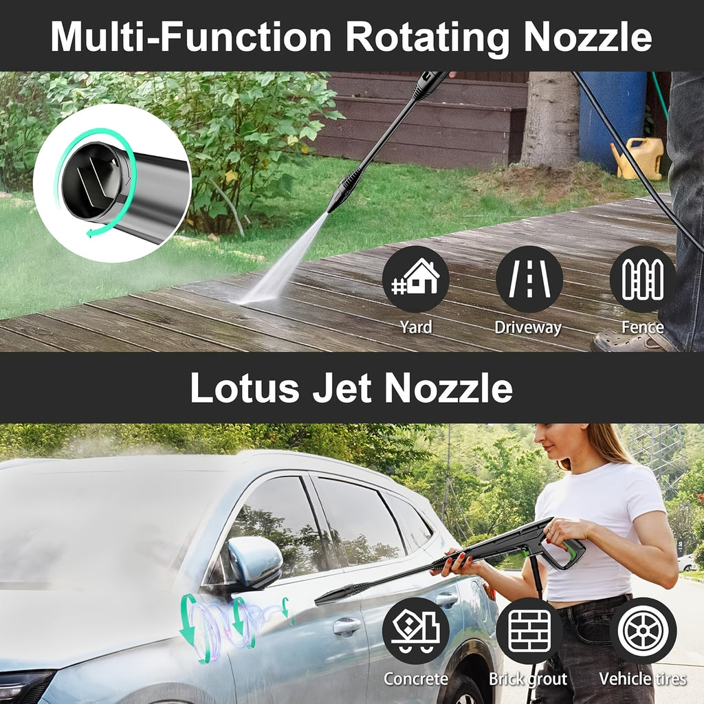 Cordless Pressure Washer with Hose Reel Foam Cannon Adjustable Nozzle - product gallery image 5