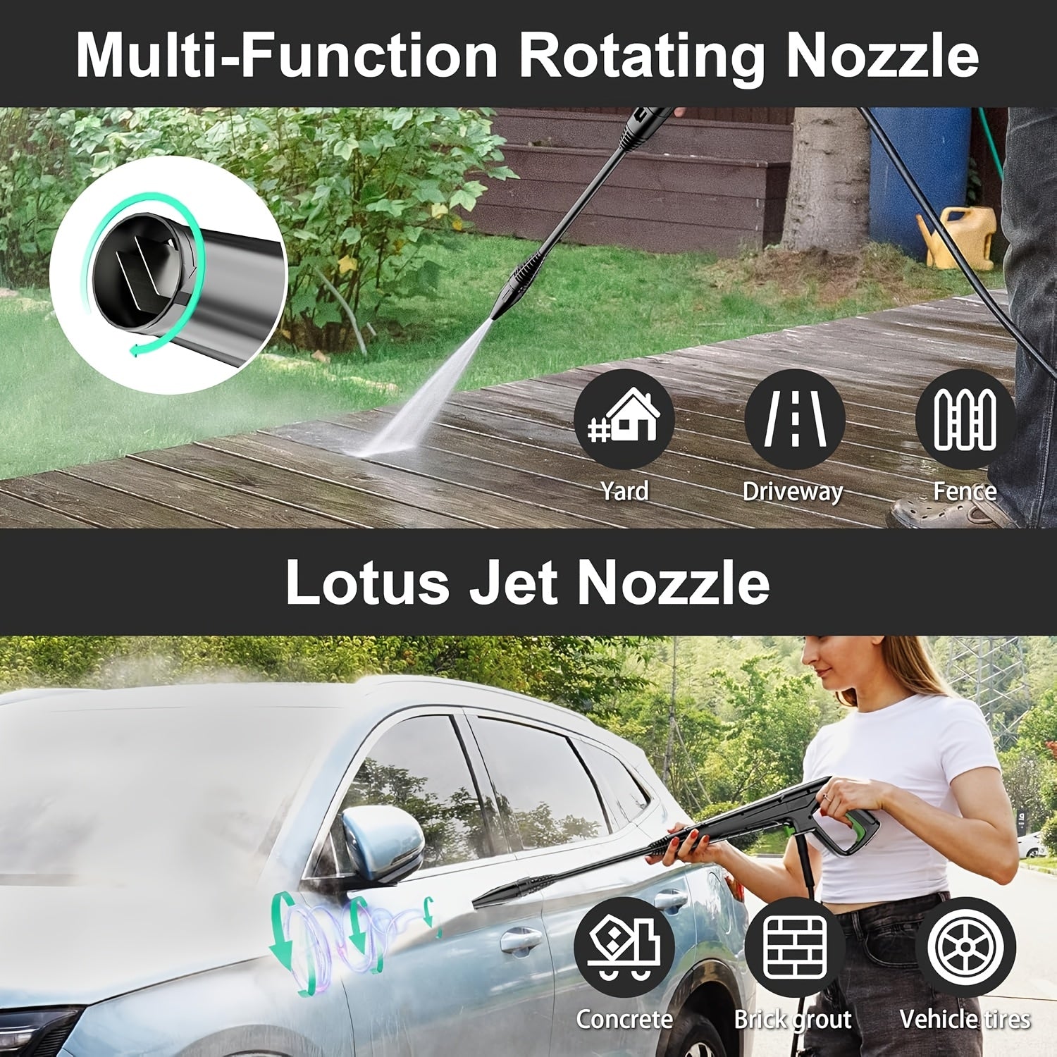 Cordless Pressure Washer with Hose Reel Foam Cannon Adjustable Nozzle - product gallery image 5