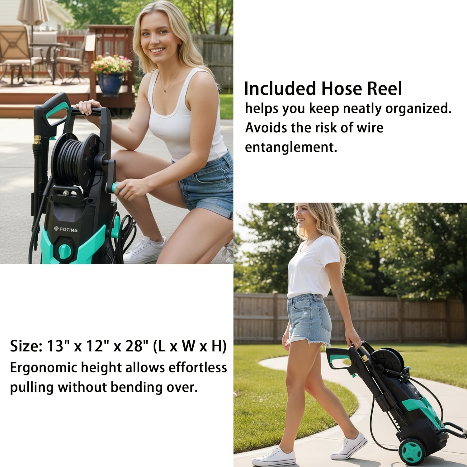 Cordless Pressure Washer with Hose Reel Foam Cannon Adjustable Nozzle - product gallery image 8