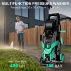 Cordless Pressure Washer with Hose Reel Foam Cannon Adjustable Nozzle