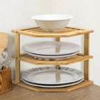 Corner Shelf with Easy Assembly, Bamboo, 3-Tier Bamboo Organiser Cupboard Countertop - product gallery image 2