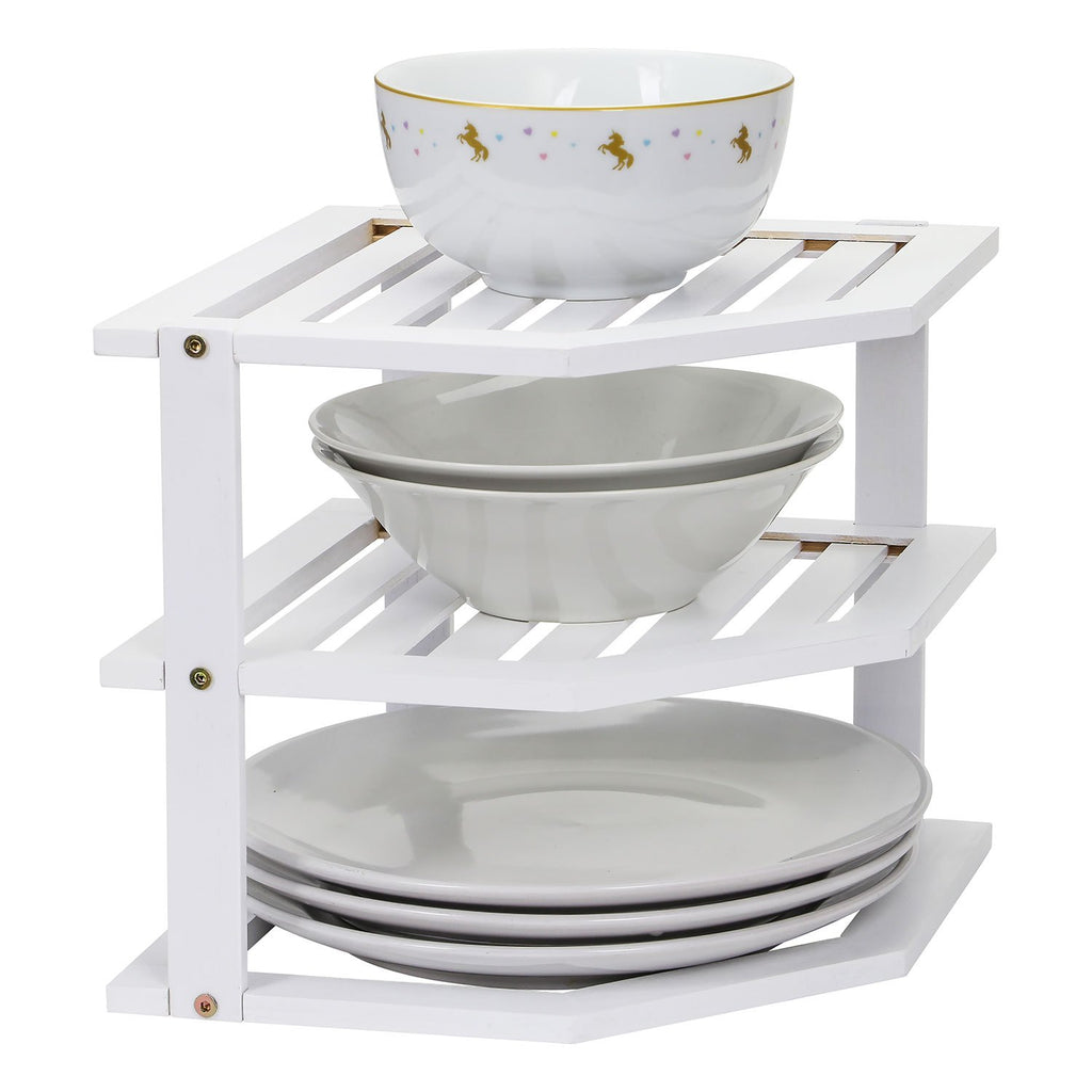 Corner Shelf with Easy Assembly, Bamboo, 3-Tier Bamboo Organiser Cupboard Countertop - product gallery image 22