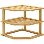 Corner Shelf with Easy Assembly, Bamboo, 3-Tier Bamboo Organiser Cupboard Countertop - product gallery image 5