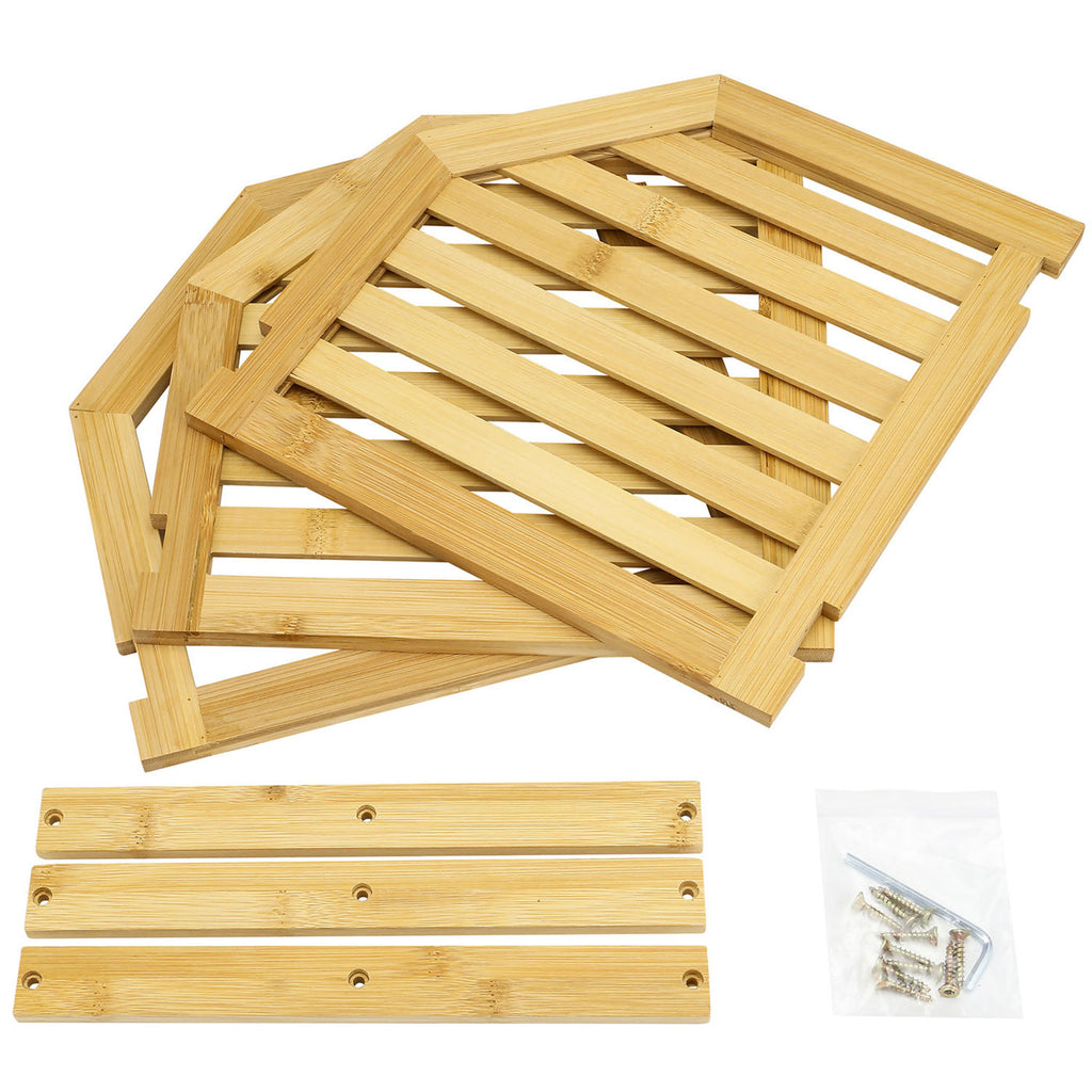 Corner Shelf with Easy Assembly, Bamboo, 3-Tier Bamboo Organiser Cupboard Countertop - product gallery image 9