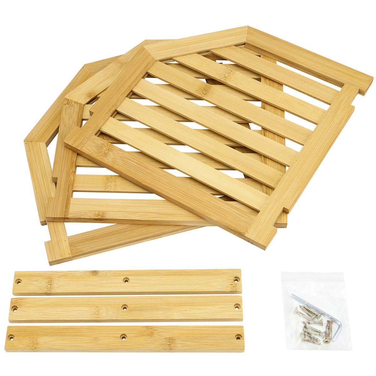 Corner Shelf with Easy Assembly, Bamboo, 3-Tier Bamboo Organiser Cupboard Countertop - product gallery image 9