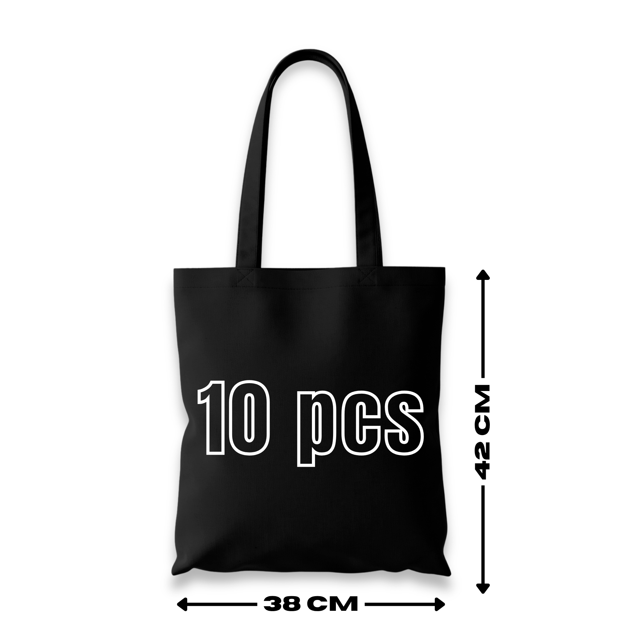 Cotton Tote Bag Multipack with Bags Bulk Canvas, Plain Reusable Shopping - Black, 10 option