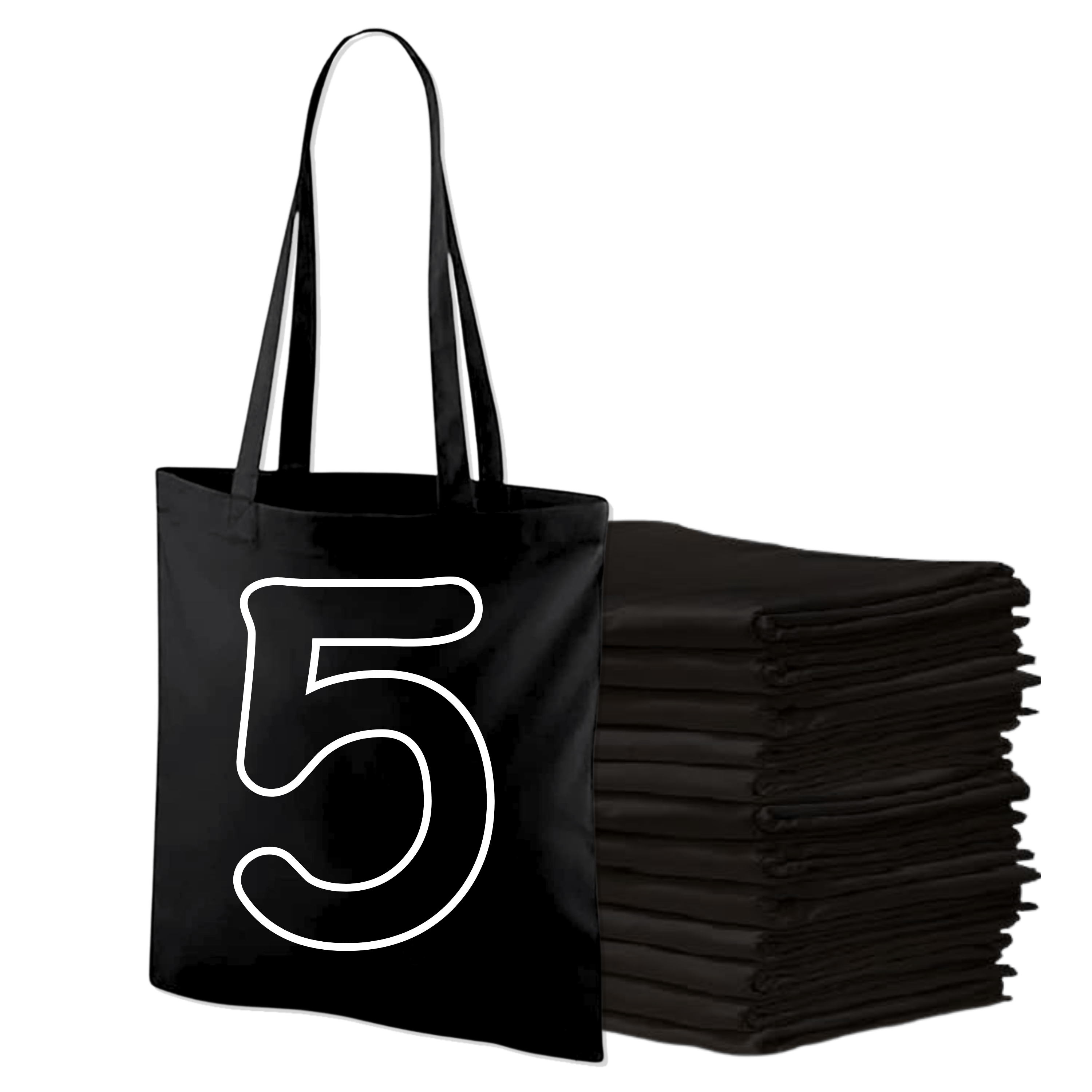 Cotton Tote Bag Multipack with Bags Bulk Canvas, Plain Reusable Shopping - Black, 5 option