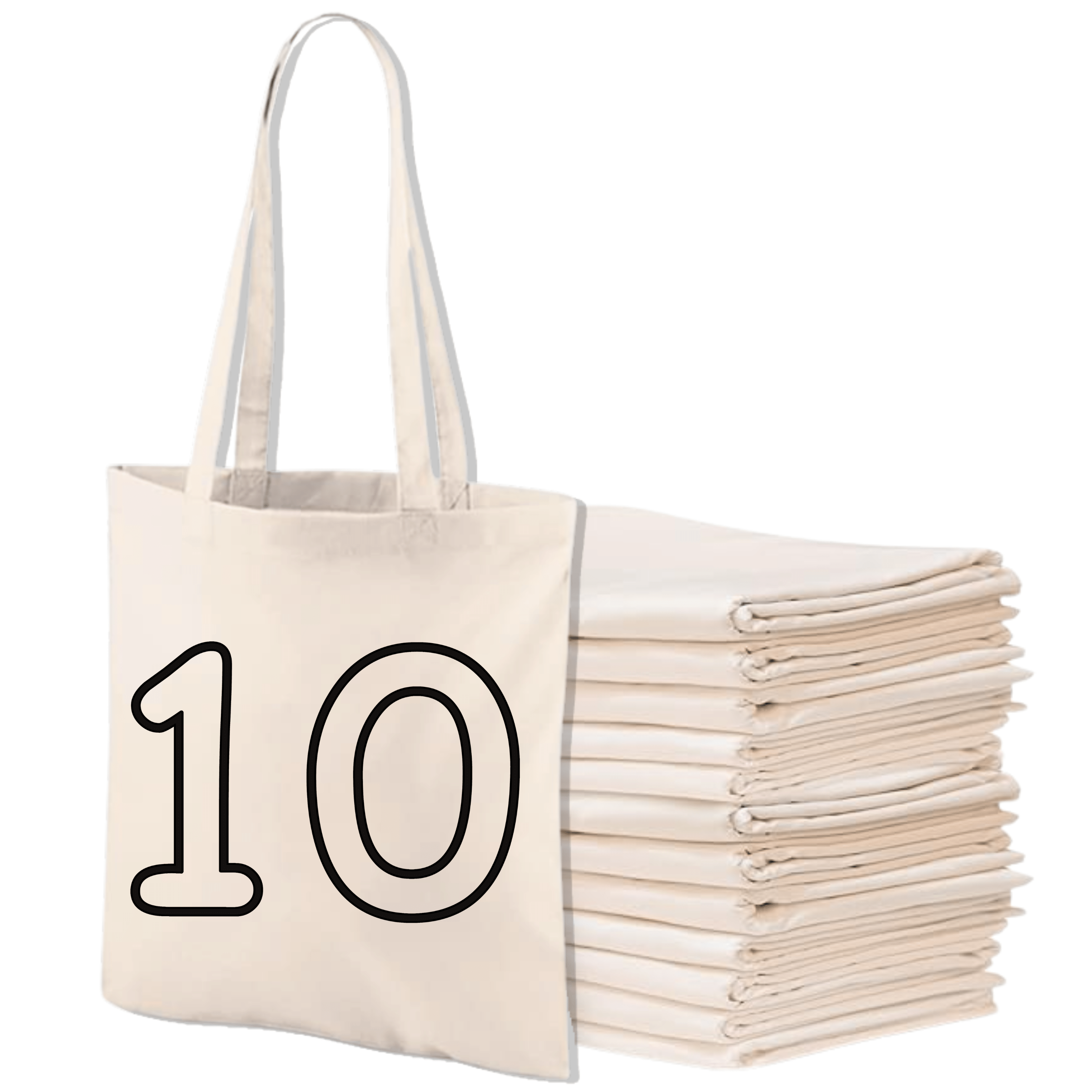 Cotton Tote Bag Multipack with Bags Bulk Canvas, Plain Reusable Shopping - Natural, 10 option