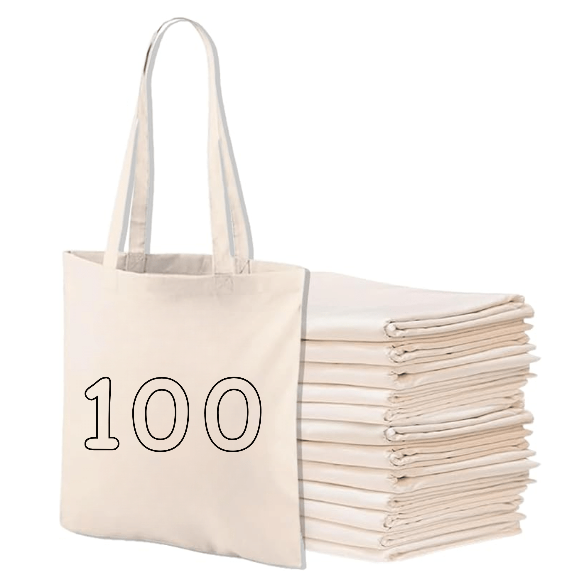 Cotton Tote Bag Multipack with Bags Bulk Canvas, Plain Reusable Shopping - Natural, 100 option
