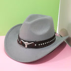 Cowboy Hat with Western Bull-Head Buckle for practical home use - product gallery image 3