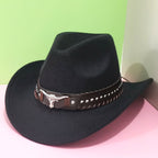 Cowboy Hat with Western Bull-Head Buckle for practical home use - product gallery image 4