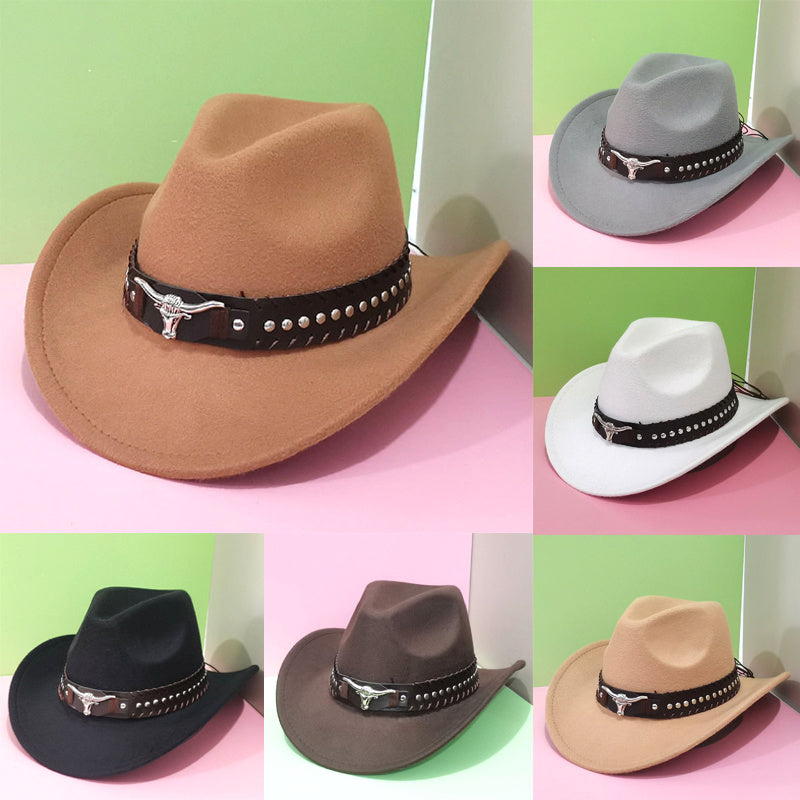 Cowboy Hat with Western Bull-Head Buckle for practical home use