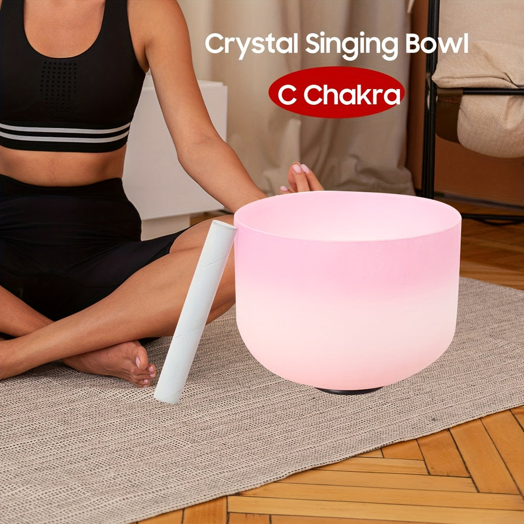 Crystal Singing Bowl C Chakra Frosted with 25.4 cm, Quartz Bowls 25.4 cm Sound Healing - product gallery image 2