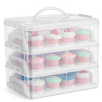 Cupcake Carrier with 3 Tier Stackable Box Holds Cupcakes Muffin - product gallery image 3