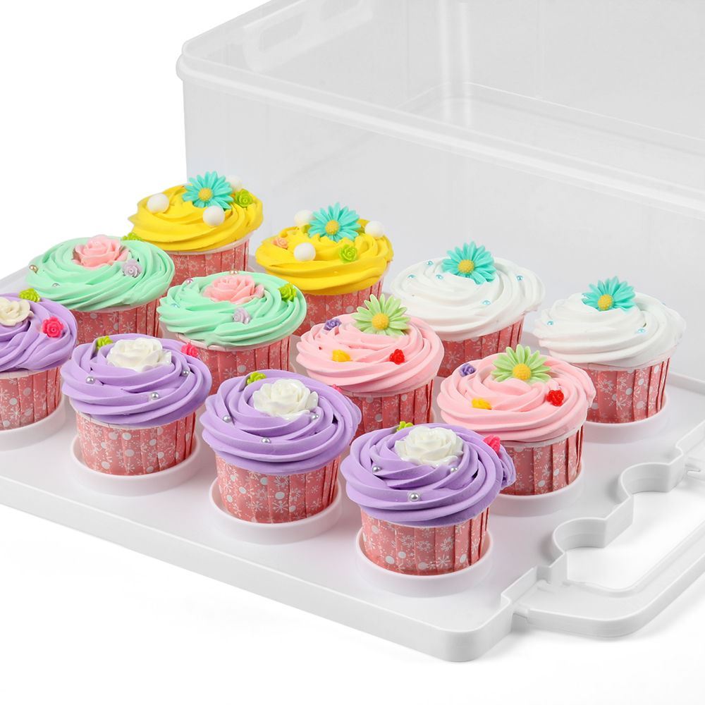 Cupcake Carrier with 3 Tier Stackable Box Holds Cupcakes Muffin - product gallery image 5