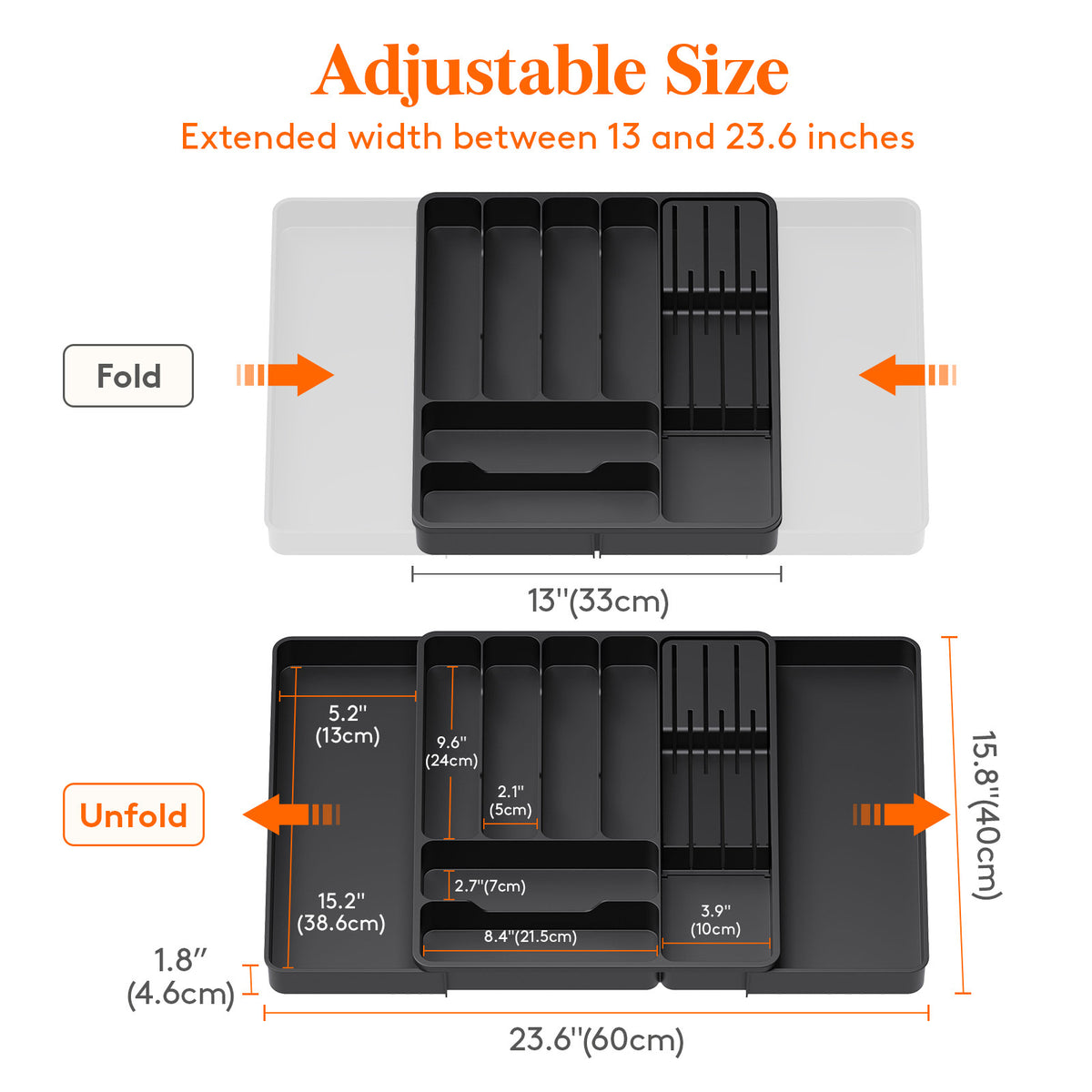 Cutlery Drawer Organiser with Dishwasher-Safe, Pull-Out, 60cm - product gallery image 3