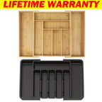 Cutlery Organiser with Waterproof, 43 Cm, 5 Cm, Wood, Cutlery Tray-Black