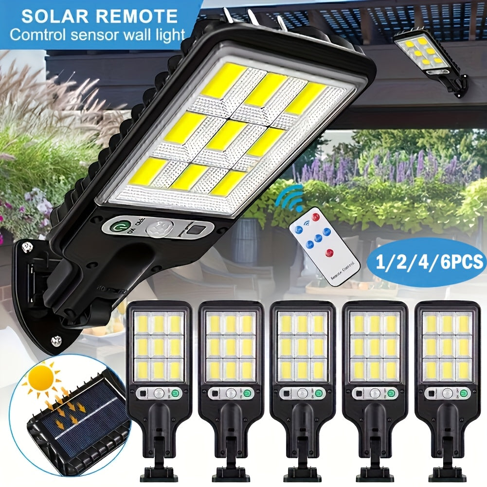 LECLSTAR Solar Street Lights, 1/2/4/6-Pack Solar Motion Sensor Lights, Solar Motion Sensor Wall Lights, 108 COB LEDs, IP65, 3 Lighting Modes, Rechargeable Lithium Battery, for Outdoor Garden, Garage, Yard, Backyard, Patio, Porch