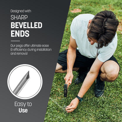 Keplin - 50/100/101 U-Shaped Metal Garden Pegs - 15cm Heavy-Duty Stakes - Designed for Reuse - Corrosion-Resistant Pins - Sharp Bevelled Ends Ideal for Setting up Camping Tents, Enhancing Lawn Landscaping, and Meeting Various Site Needs