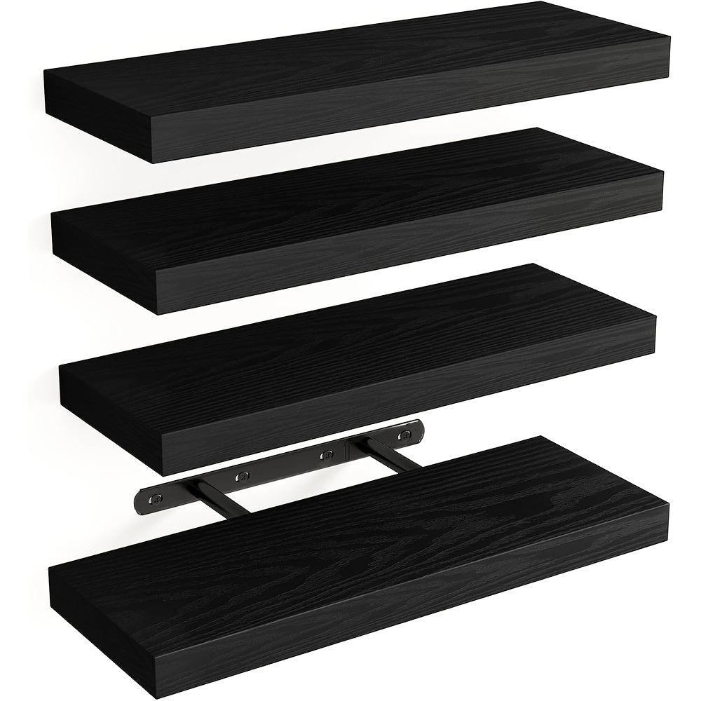 4pcs Wall Shelves, Each Can Bear 10kg Suspended Hanging Shelf, Natural Solid Wood, Load-bearing, Space-saving, Easy to Install, Floating Shelves, Multi-functional Decorative Storage for Living Room, Kitchen, Bathroom, Bedroom, Floating Shelves