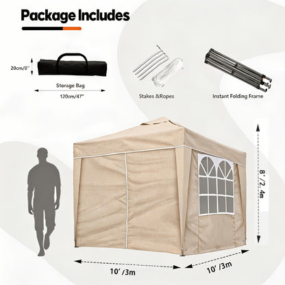 2x2m/3x3m Folding Garden Carport with Sidewalls, Heavy Duty Outdoor Canopy Tent with 3 Height Settings, UV50 for Car, Truck, Boat, Bike, Temporary And Removable(Grey, Green, Blue, Beige)