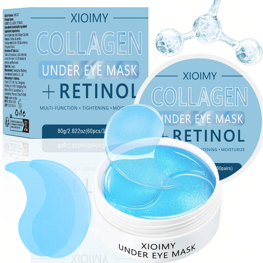 60-Pcs Collagen and Retinol Eye Masks, Intensive Hydration, Deep Moisturizing, Leaves Eye Area Skin More Delicate and Firm, Gives Eye Skin Radiance, Improves Skin Elasticity, Eliminates Dryness and Dullness, Eye Care, Eye Masks, Eye Patches