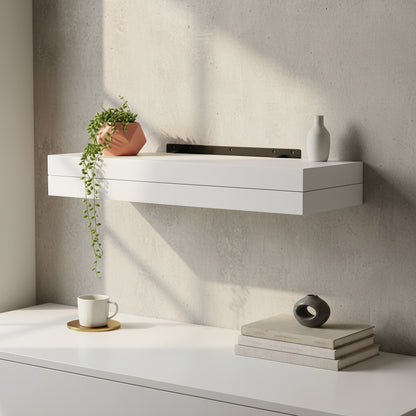 2pcs Wall Shelf Wall Shelf Book Shelf Shelves for Decoration Wall Shelves Made Of MDF Wood, Set Of 2 Hanging Shelves White