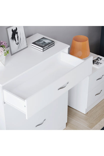 Chest of Drawers 5 Drawer Dresser with Metal Handles & Anti-Bowing Support, Bedroom Storage Furniture in White, Black, Grey & Pine – Spacious & Sturdy
