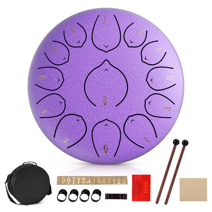 12 Inch 13 Notes Steel Tongue Drum, D Key & Rust-Proof Handpan Drum with Drum Bag and Percussion Instrument Tools