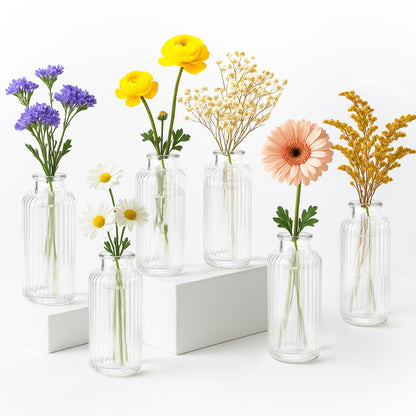 clear glass bud vase set — product view 1