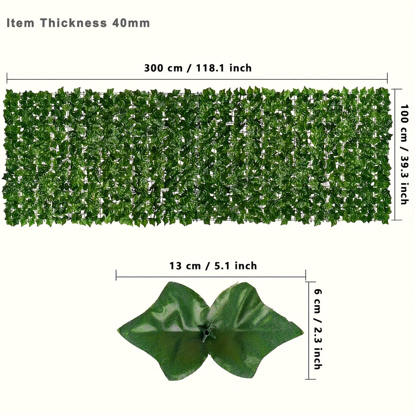 1M*3M/1M*5M Artificial Ivy Leaf Privacy Hedge Fence, Garden Fence Screening Panel Landscape Balcony Wall Privacy Cover Home Decoration for Patio, Balcony, Wall, Backyard, Garden