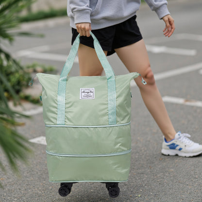 Travel Bag with Detachable Wheels, Expandable Duffel Bags for Women, Foldable Rolling Duffle Bag with Wheels, Carry on Luggage, Gift for Men Women Suitcases