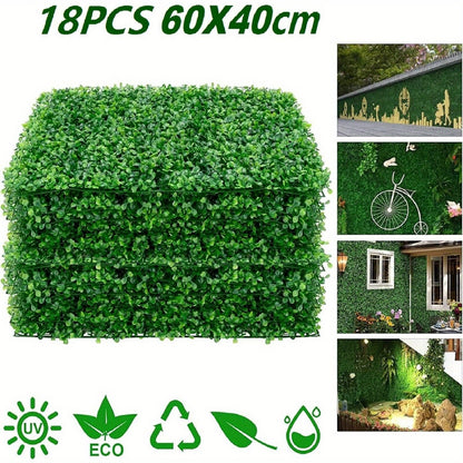 18pcs Artificial Hedge Panels 40x60cm 4cm Plant Wall Panels Artificial Green Grass Privacy Fence Ivy Leaf Screen Backdrop for Indoor Home Decoration Outdoor Garden Ornaments