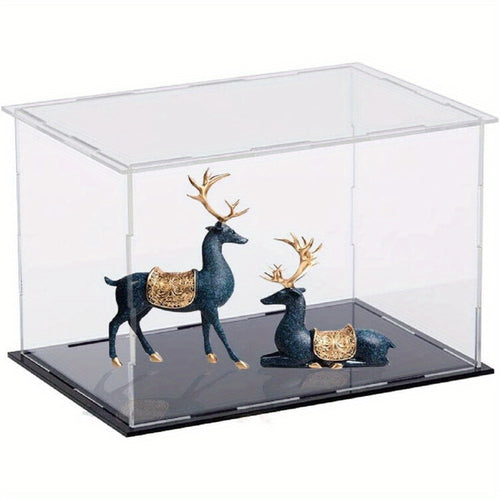30x30x30cm Acrylic Display Case Clear Collectibles Model Display Shelf with Black Base for Toys Minifigures Collectibles